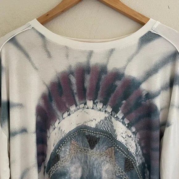 DOUBLE D RANCH Embroidered/Beaded Wolf in Head Dress Tee/Tunic: NWOT; MEDIUM - Picture 6 of 9